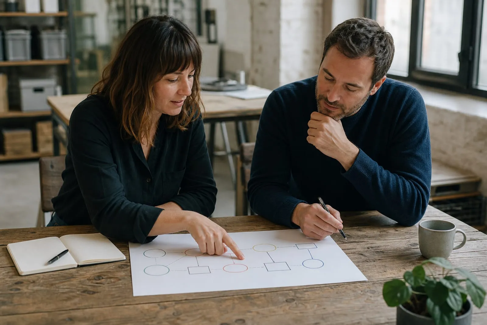 A business team and a digital specialist scoping a conversational journey together