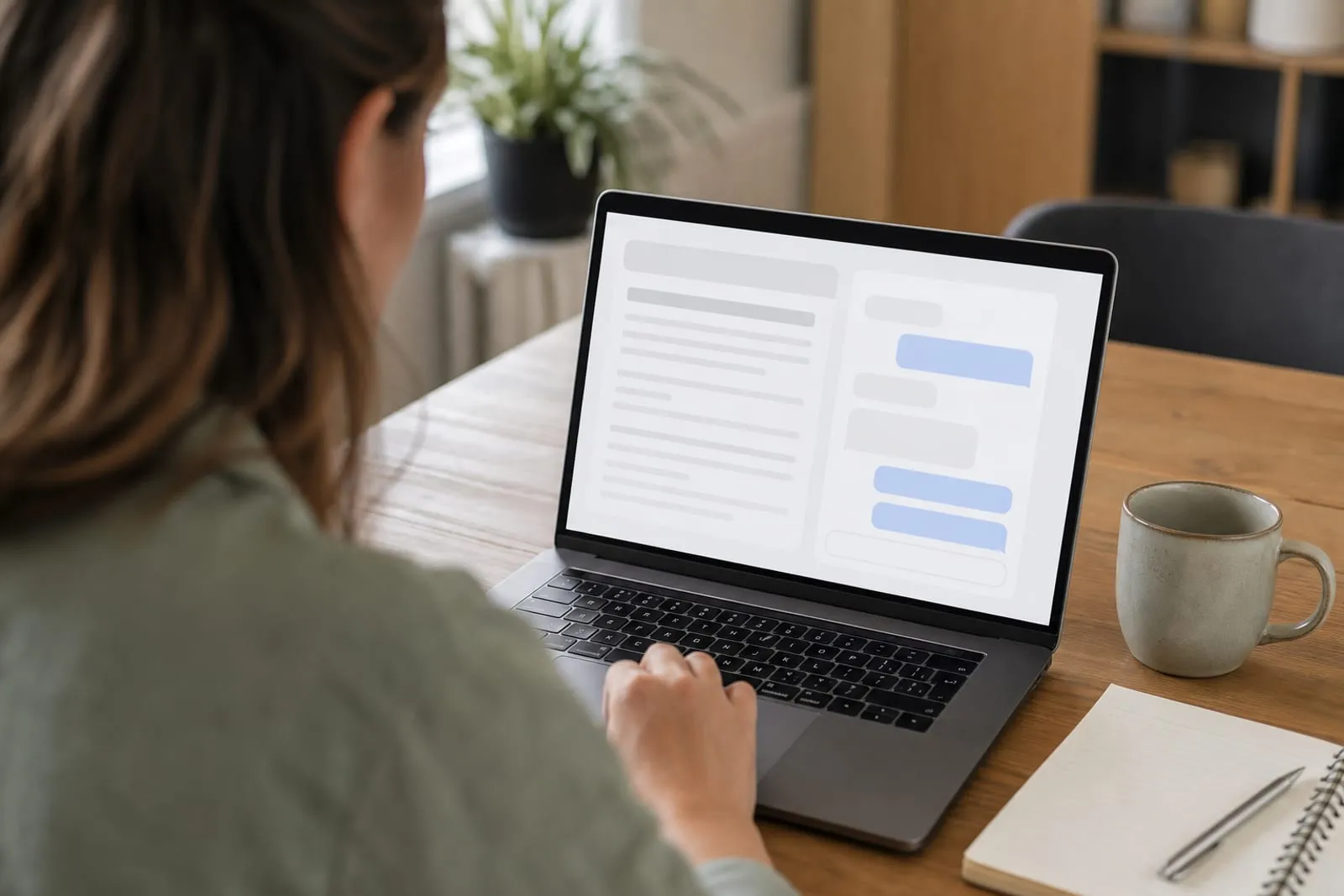 A user reading the privacy information shown next to a chatbot