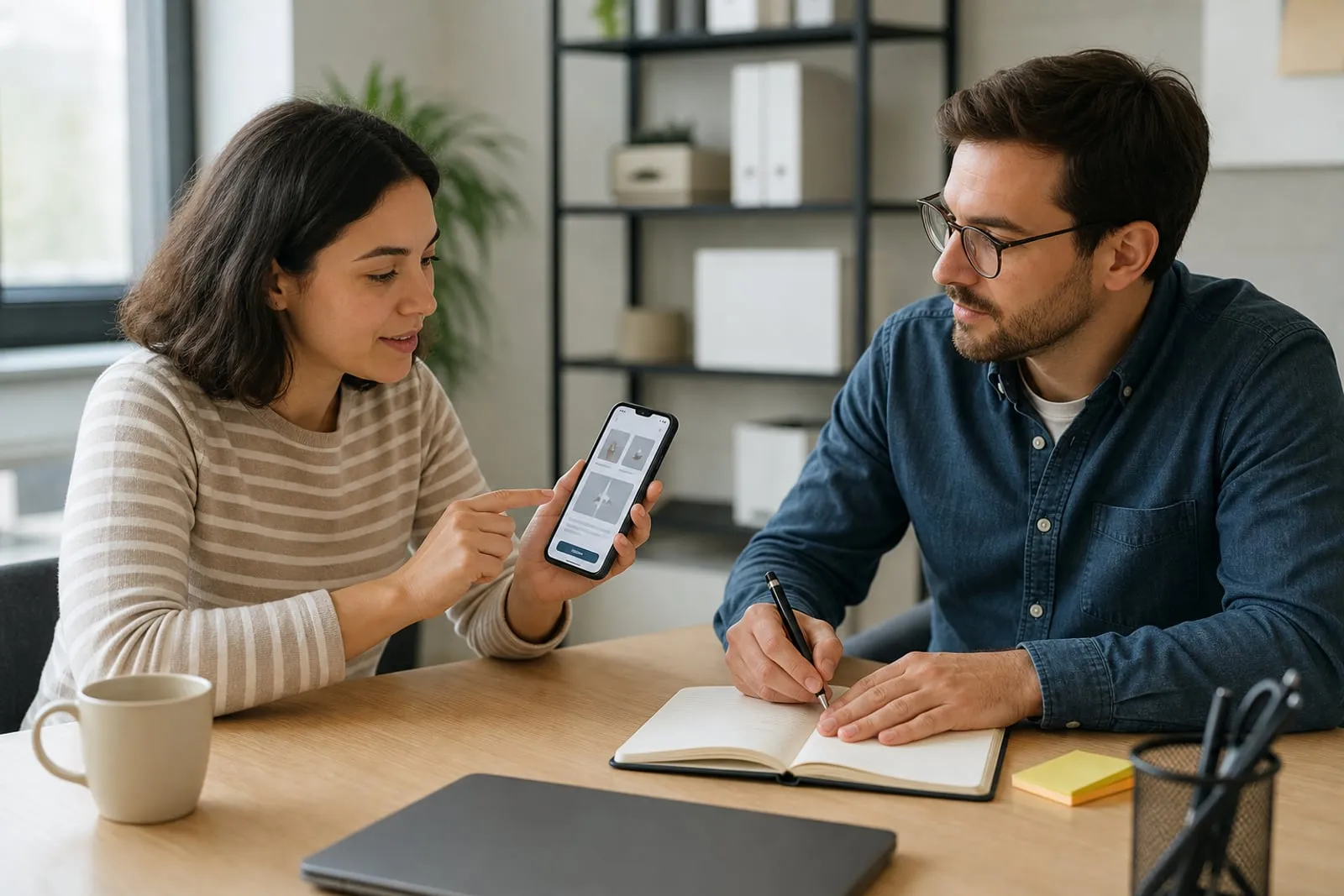 A user testing a simple mobile checkout while a professional takes notes