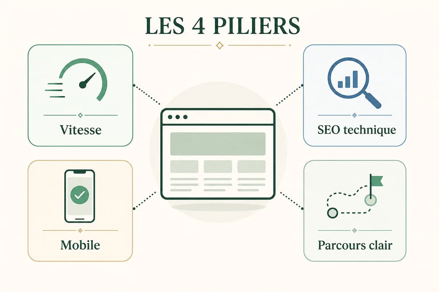 The four pillars of a high-performing business website: speed, technical SEO, mobile and a clear journey