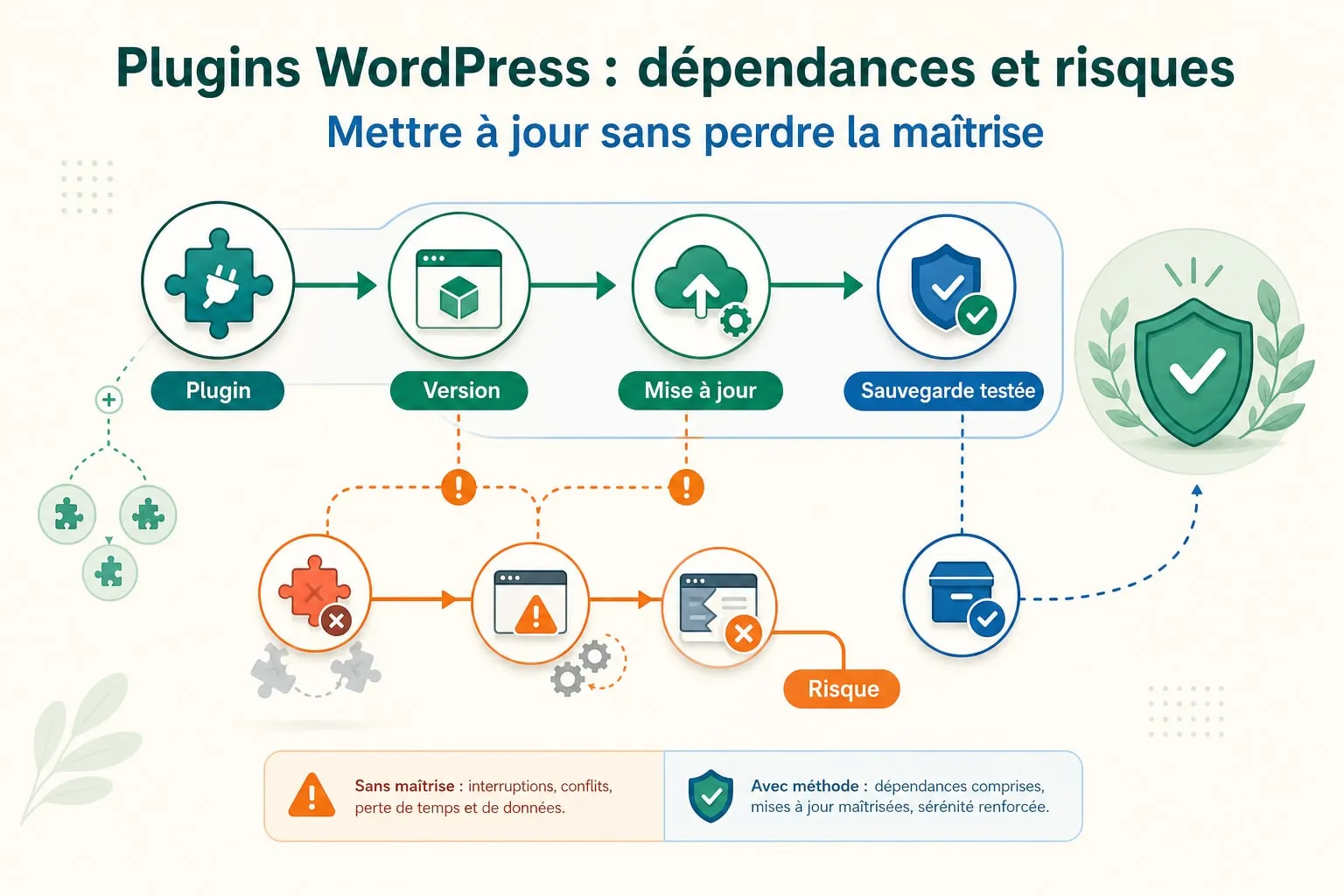 An administrator reviewing the dependencies and updates of a WordPress site's plugins